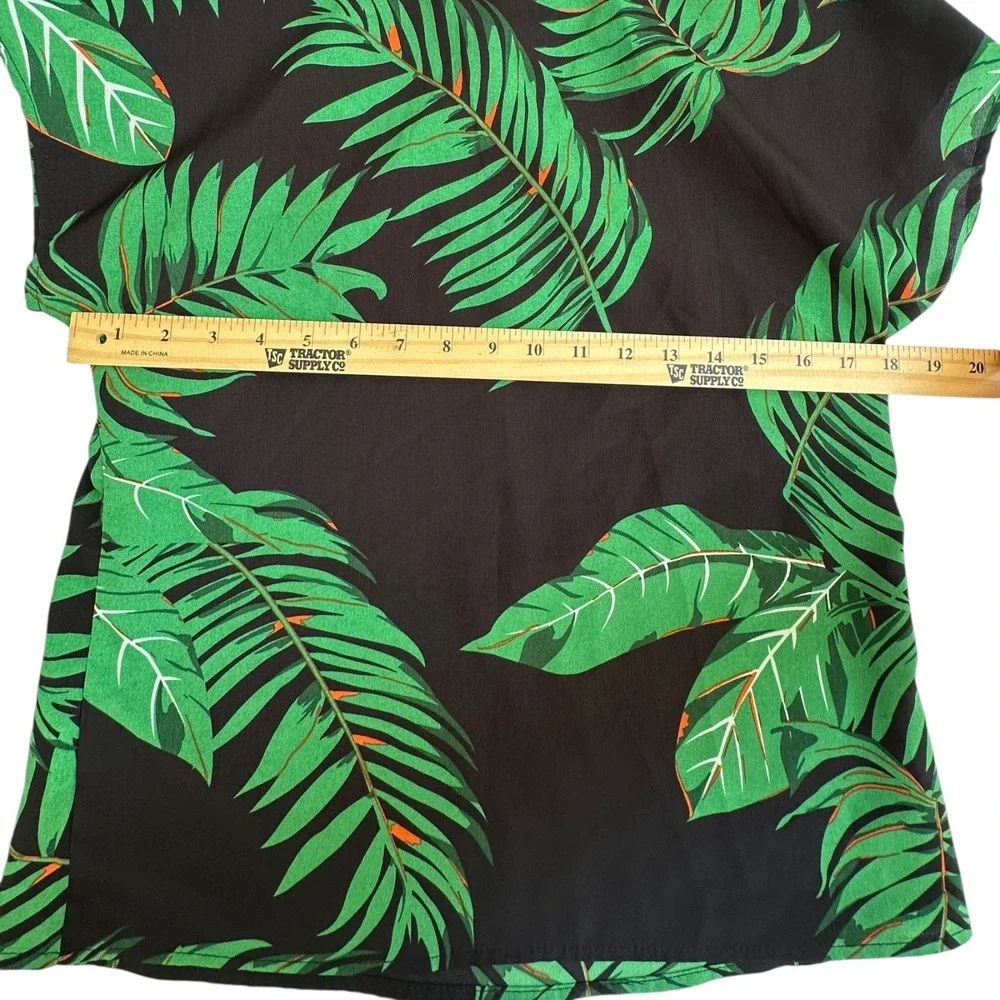 Emery‎ Rose Women's Black Green Palm Leaf Print Top & Pants Set - Size S